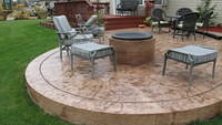 Stamped patio with custom fire pit